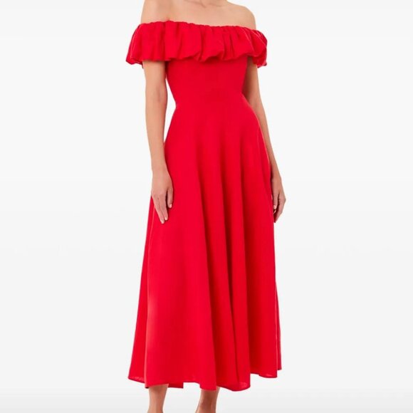 Nicholas Yara Puff Off-the-Shoulder A-Line Maxi Dress - Picture 1 of 5